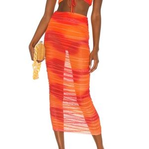 Camila Coelho Orange Tie Dye Skirt